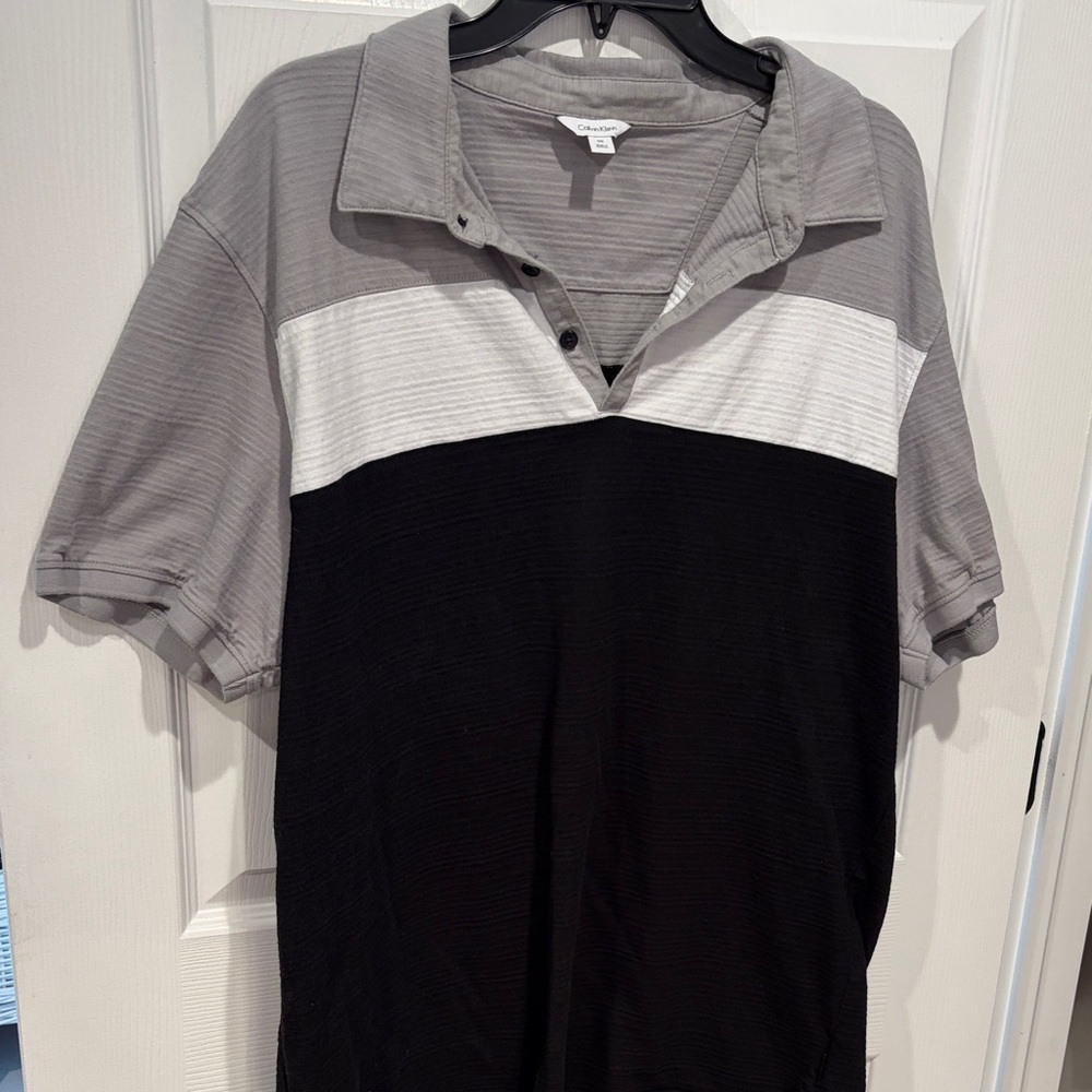 Calvin Klein Gray and Black Men's Polo Shirt size XXL